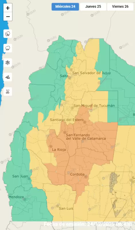 alerta tormentas 24 de diciembre