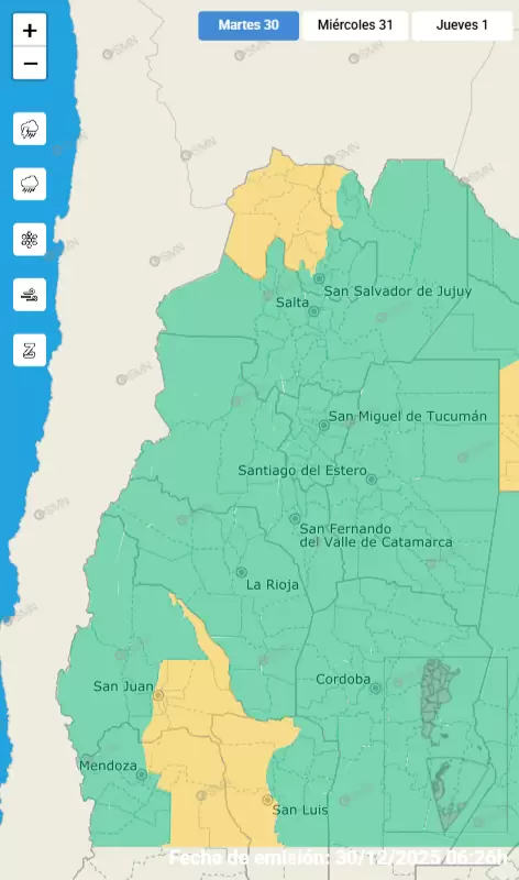 Alerta por tormenta 30 de diciembre