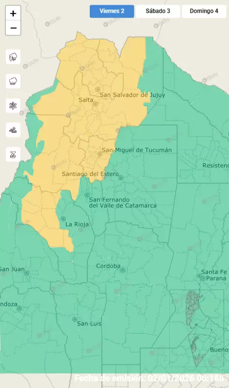 Alerta por fuertes tormentas para este viernes 2 de enero de 2026