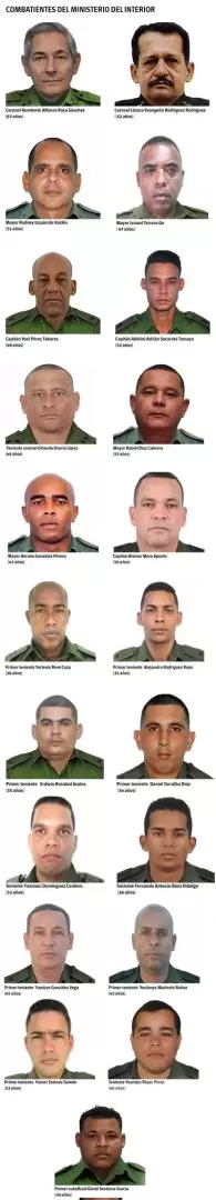 Militares cubanos caídos en Venezuela