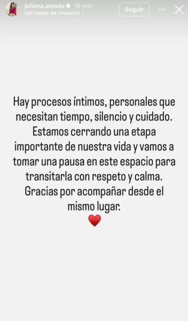 La historia de Juliana Awada en su Instagram, tras la separación de Mauricio Macri. Imagen: 2/3