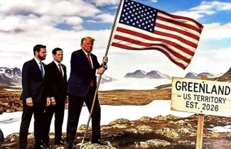 Trump public� su imagen con la bandera de Estados Unidos en Groenlandia
