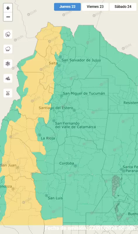 Alerta para este jueves 22 de enero en Jujuy
