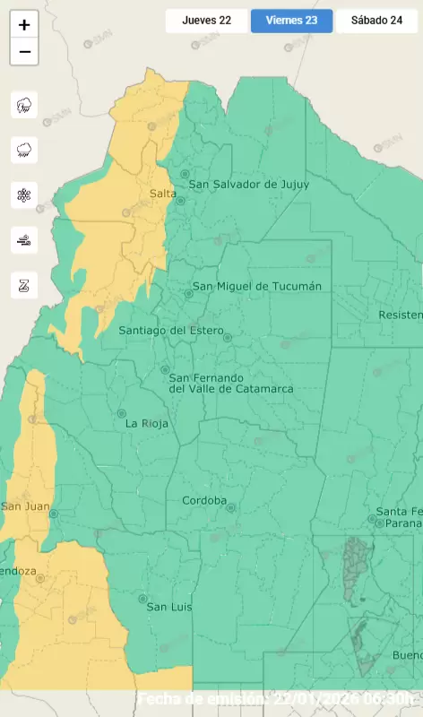 Alerta por fuertes tormentas para este viernes 23 de enero en Jujuy