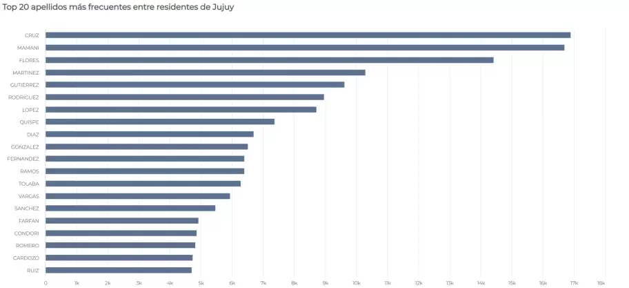 top 20 de apellidos en jujuy hasta junio de 2025