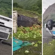 Un camión cargado con lechuga volcó en la cuesta de Bárcena