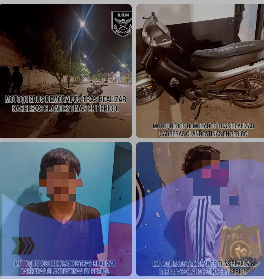 MOTOQUEROS DEMORADOS TRAS REALIZAR CARRERAS CLANDESTINAS EN PERICO