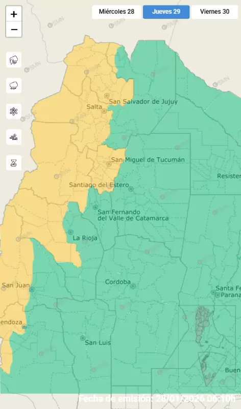 Alerta jueves 29 de enero