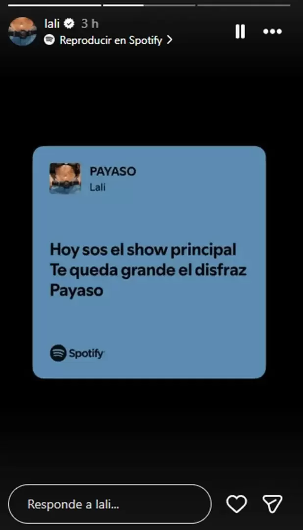 Historia de Instagram de Lali