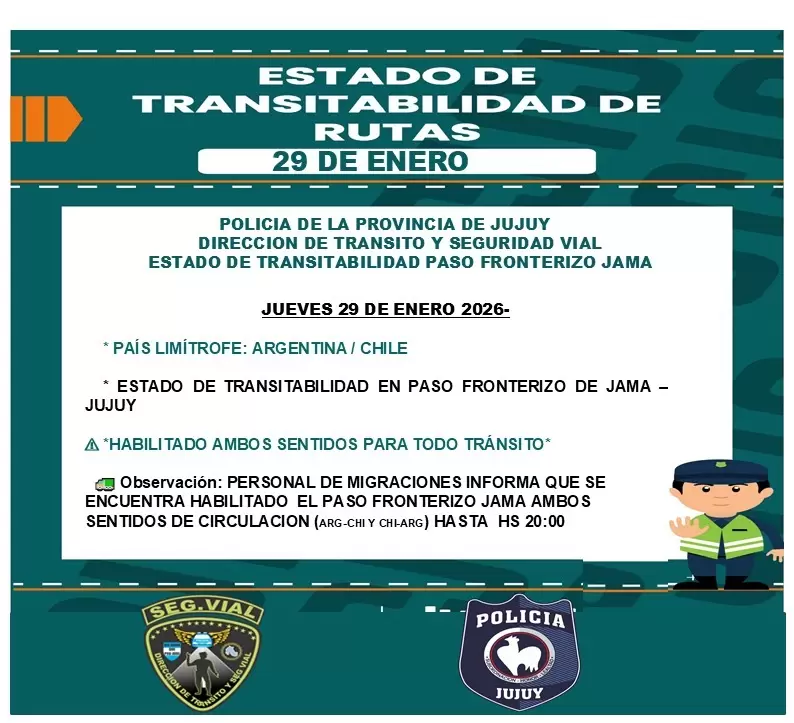 Paso de Jama habilitado