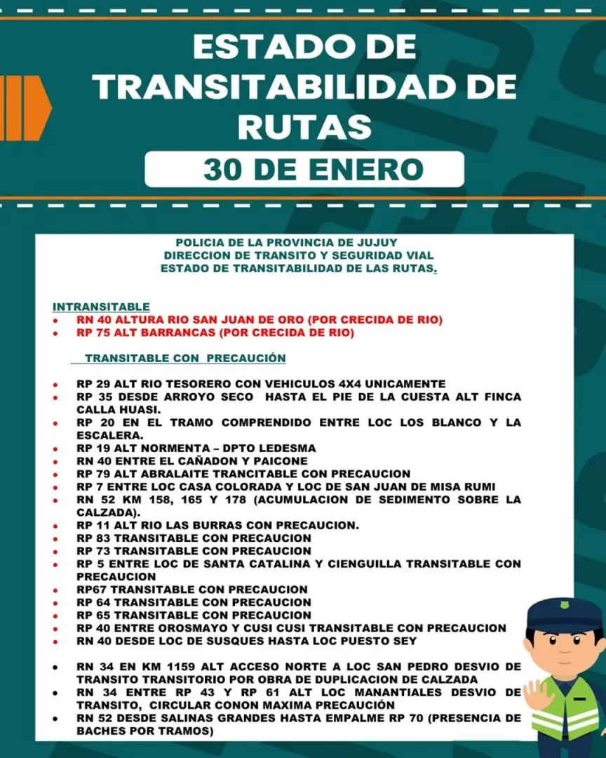 rutass estado 30 de enero