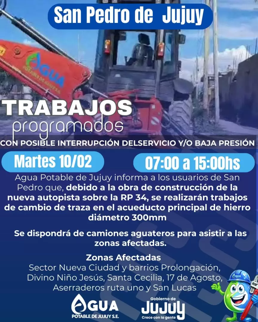 corte de agua san pedro 10 de febrero