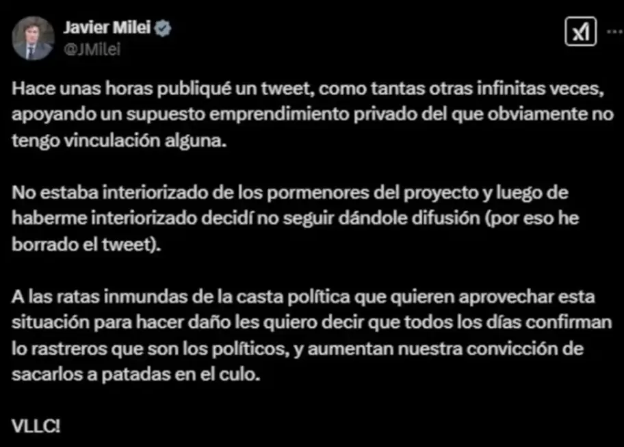 twiter milei 2