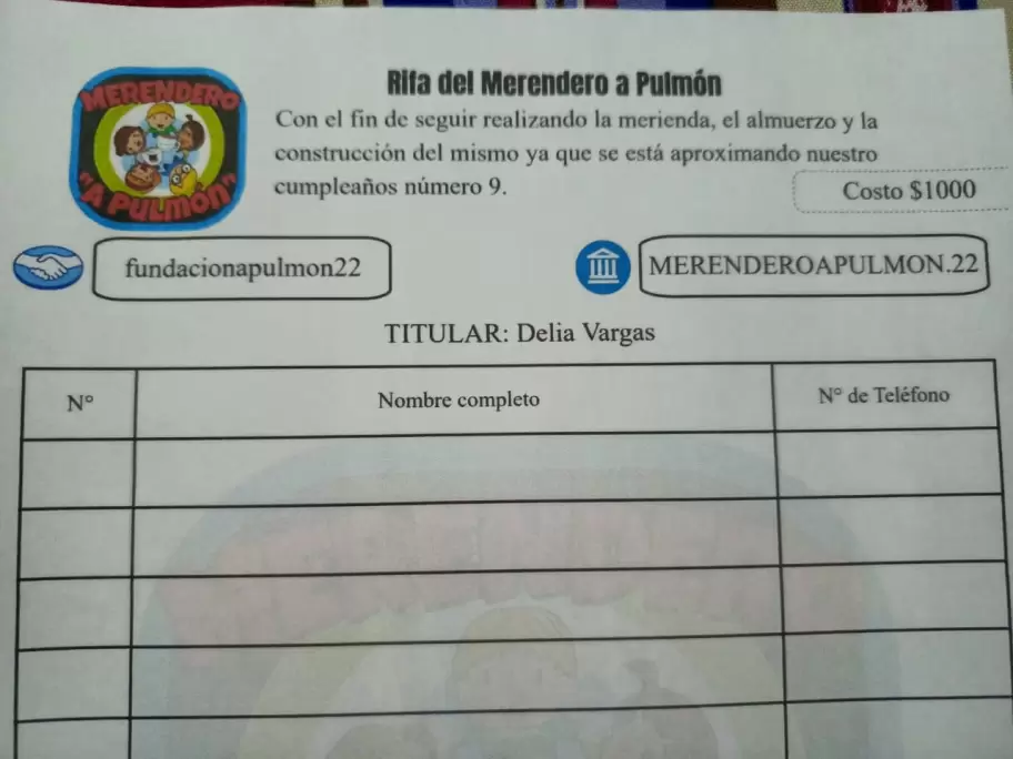 rifa merendero a pulmon