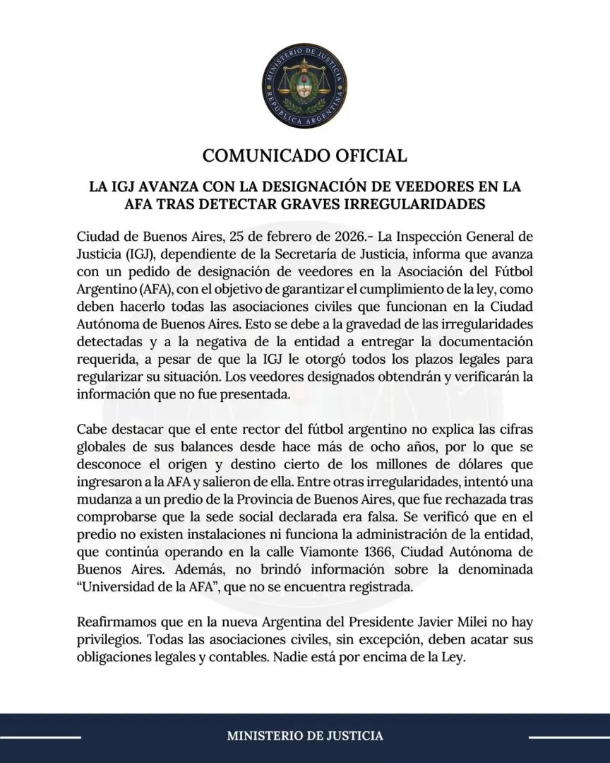 comunicado veedores AFA