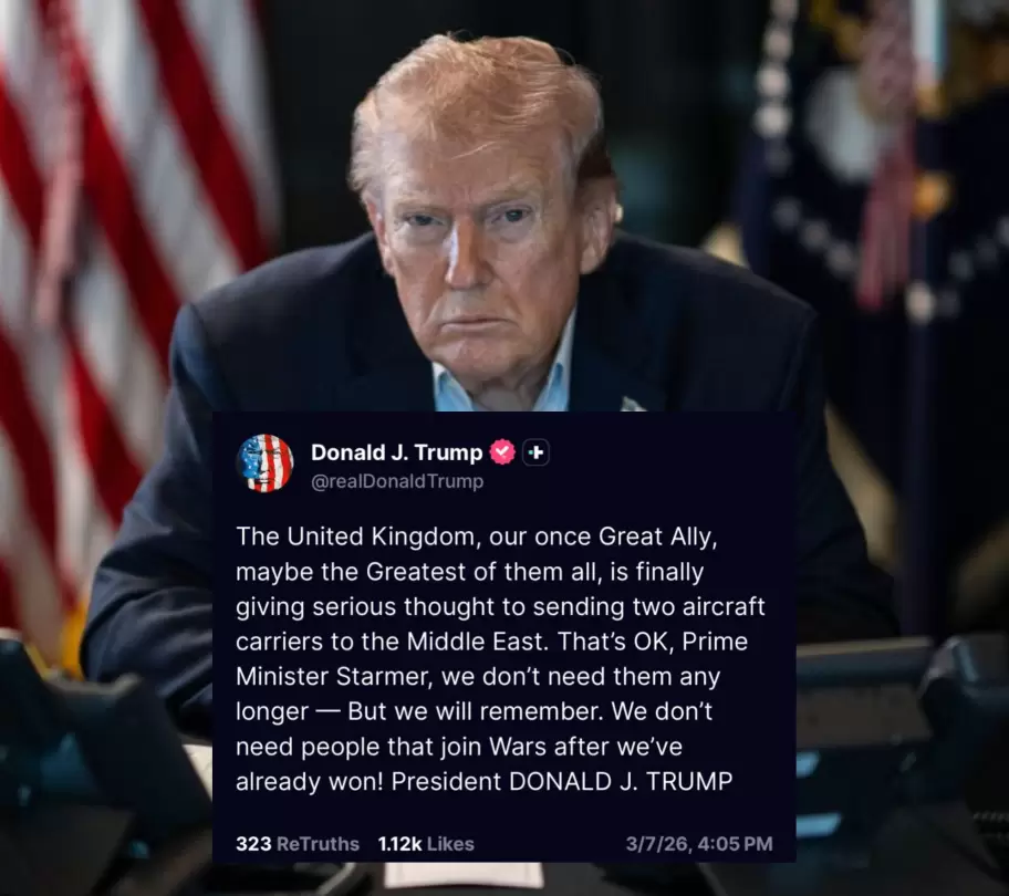 Trump señaló al primer ministro Starmer que no necesitan de su ayuda en un conflicto que Estados Unidos ya ganó