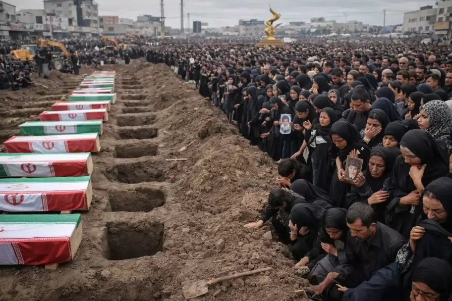 Funeral de las víctimas del bombardeo en la escuela de Irán