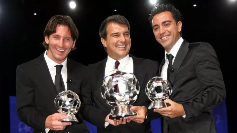Messi, Laporta y Xavi
