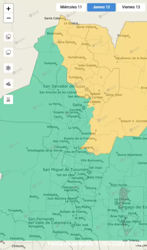 mapa_alerta amarilla jueves 12 de marzo