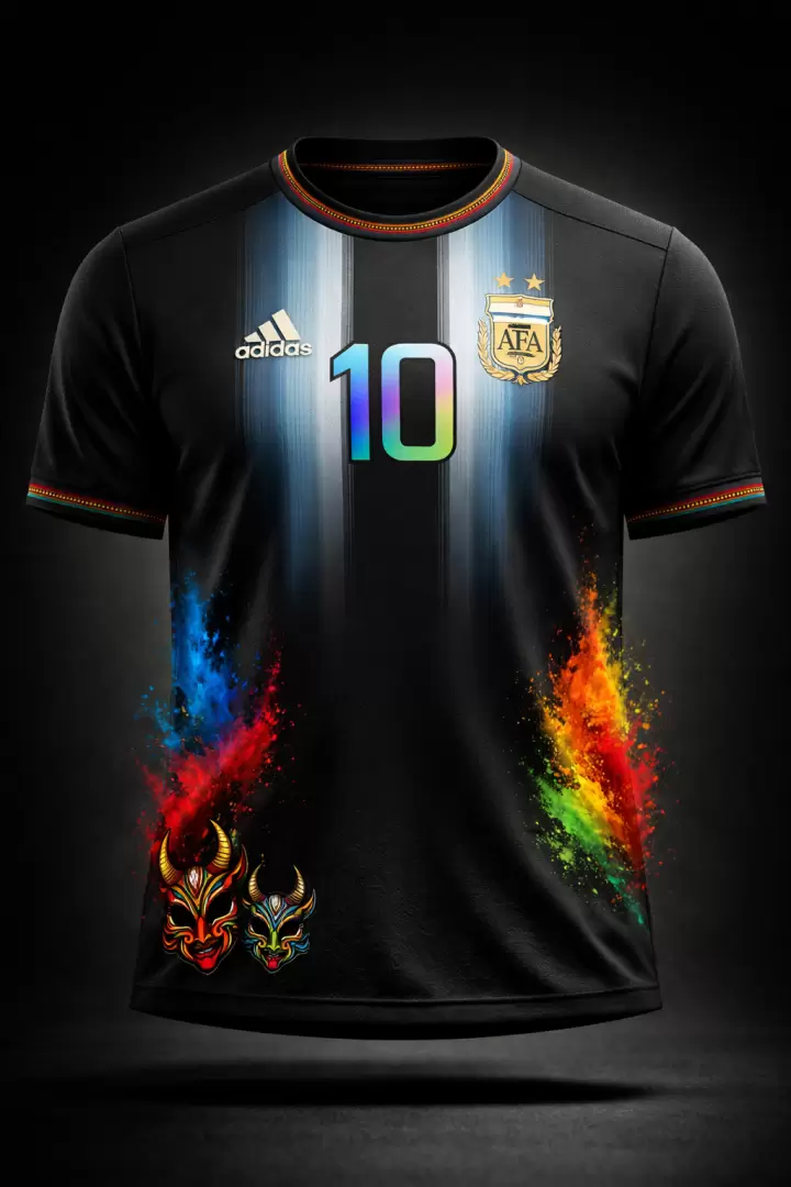 Camiseta de Argentina estilo carnavalera diseñada por Gemini
