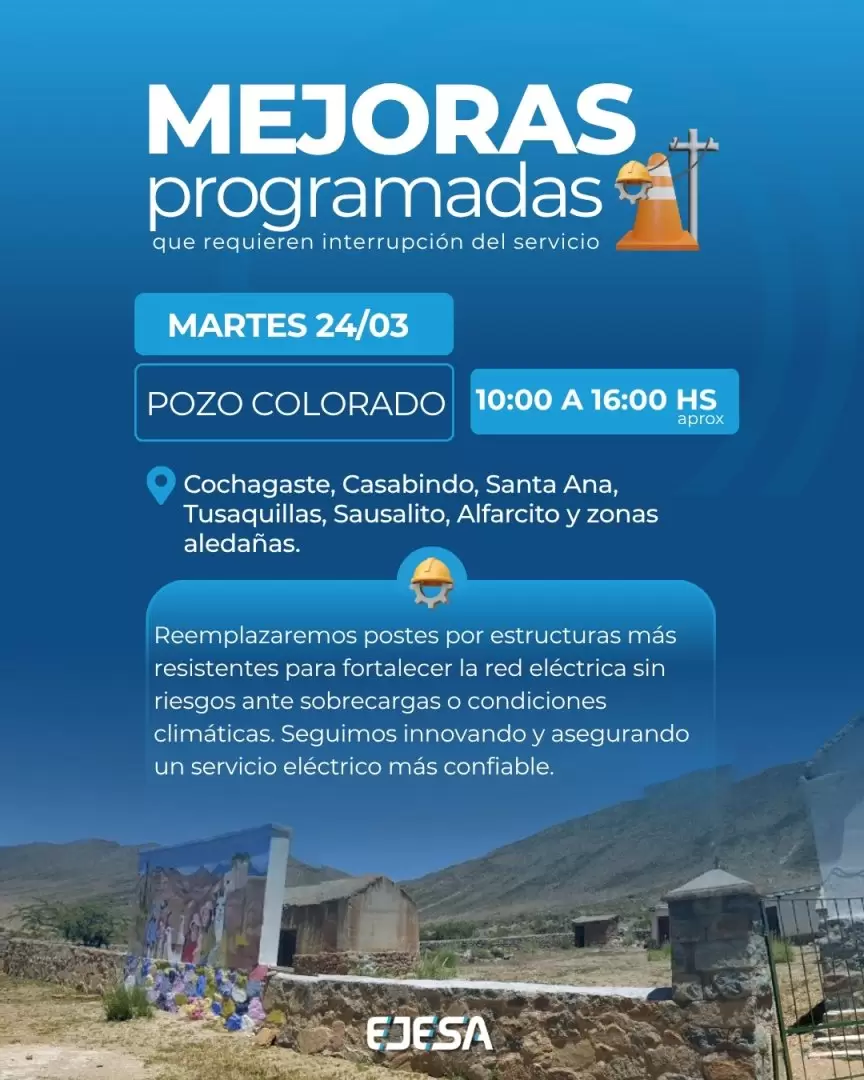 ejesa corte programado en pozo colorado