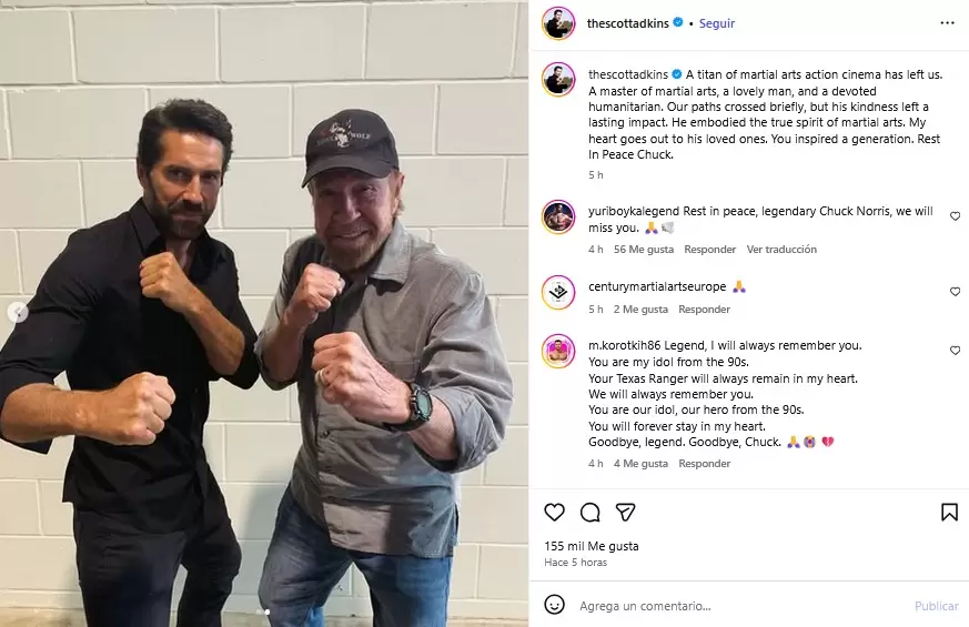 Scott Adkins también despidió a la leyenda Chuck Norris