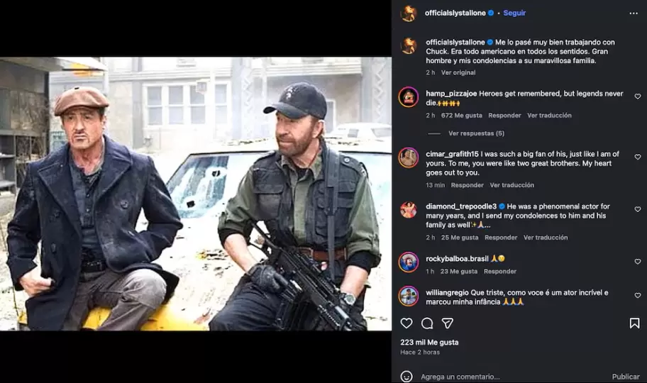 Stallone convocó a Chuck Norris para la segunda película de la saga de Los Indestructibles