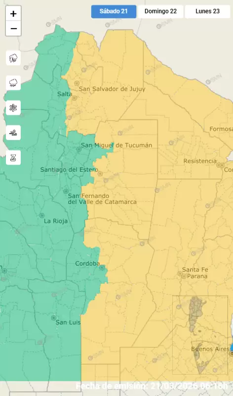 alerta amarilla domingo 21 de marzo