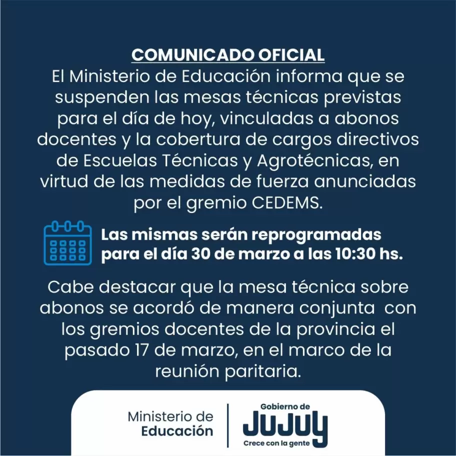 comunicado del gobierno