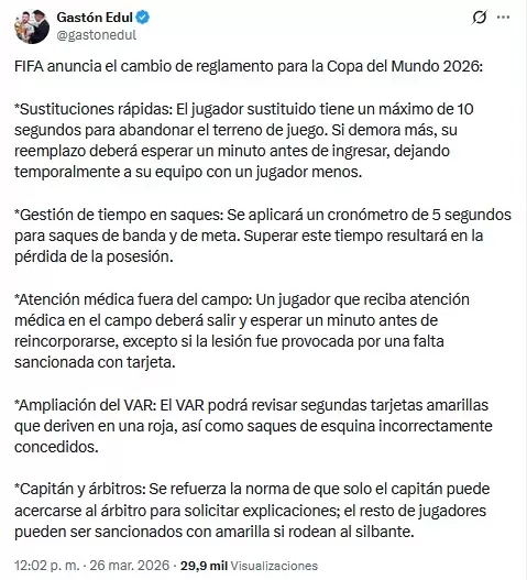cambios de reglamento en la fifa