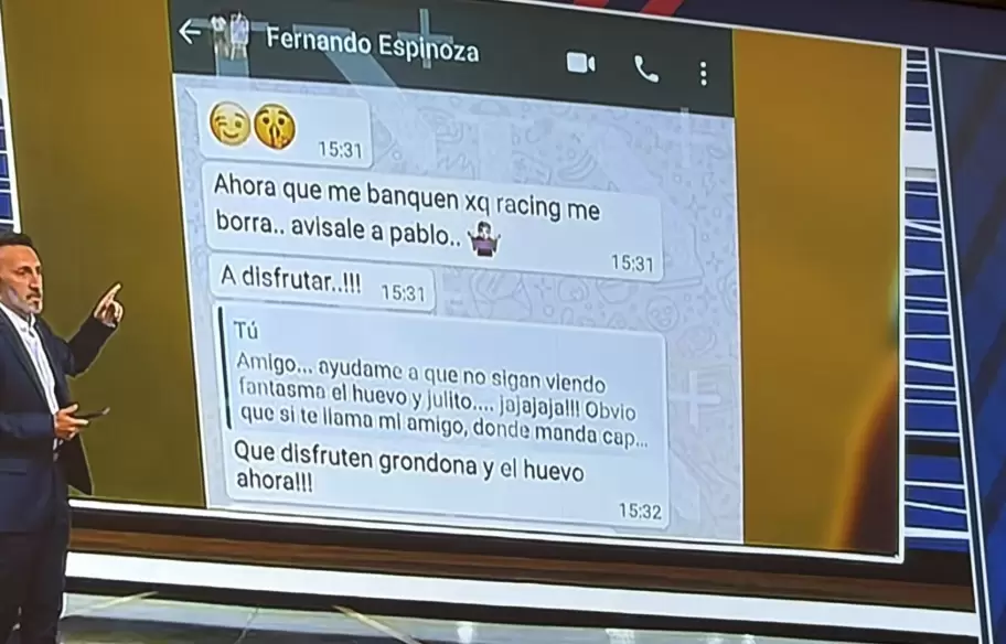 Supuestos chats del árbitro Fernando Espinoza que involucran a Pablo (Toviggino)