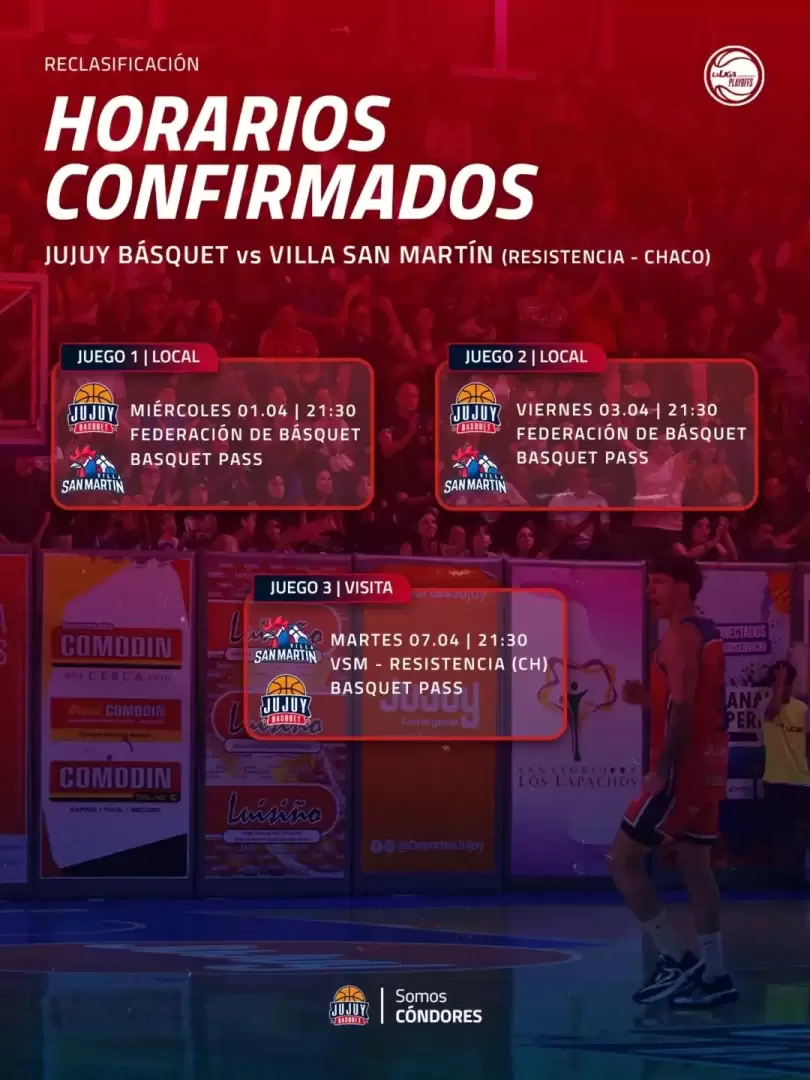 Horarios confirmados Jujuy Básquet