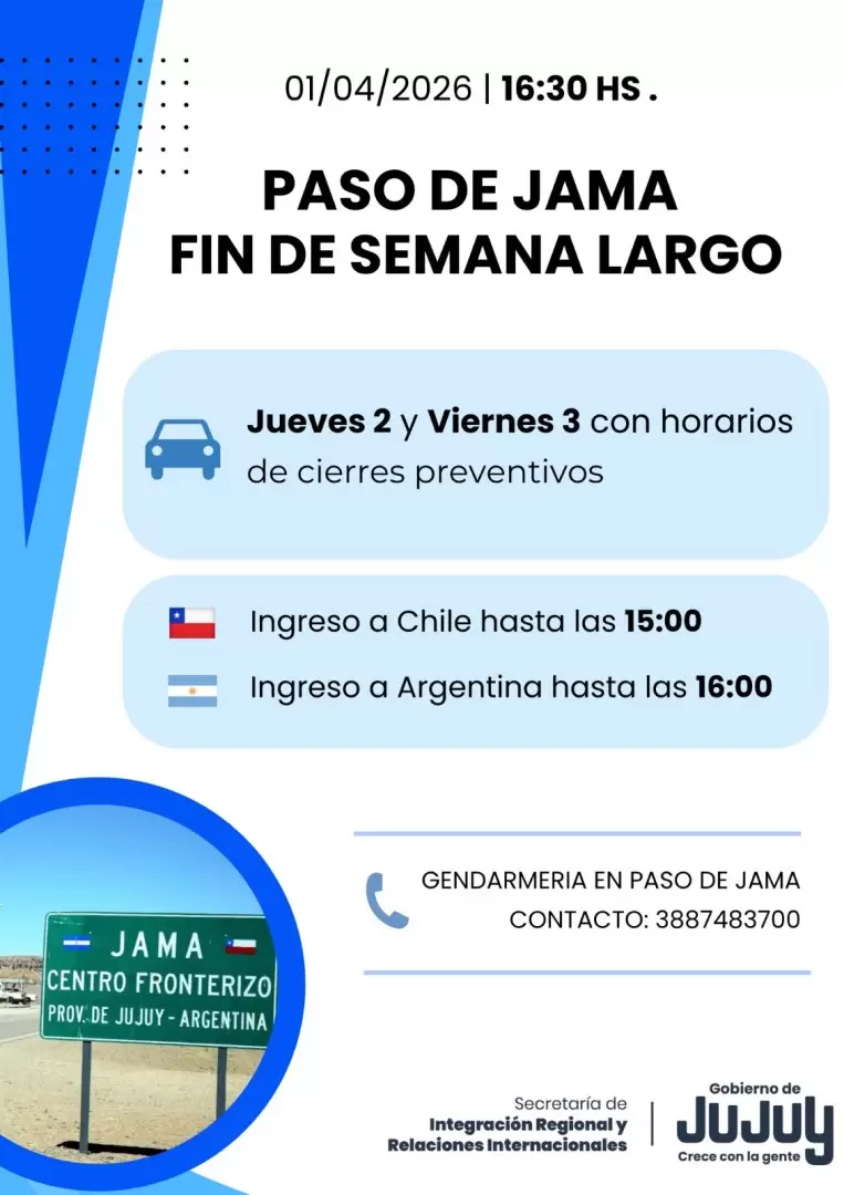Horarios en Paso de Jama por Semana Santa