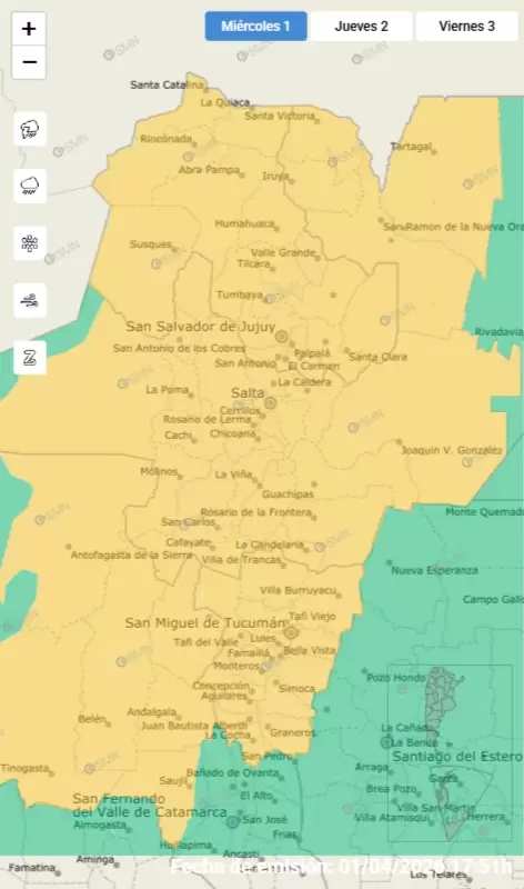 Alerta amarilla 1 y 2 de abril