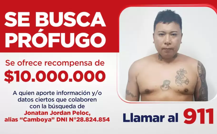 El Gobierno de Salta dispuso una recomensa de 10 millones de pesos por informaci�n sobre Jonatan Jordan Peloc