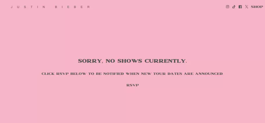 mensaje pagina de justin bieber