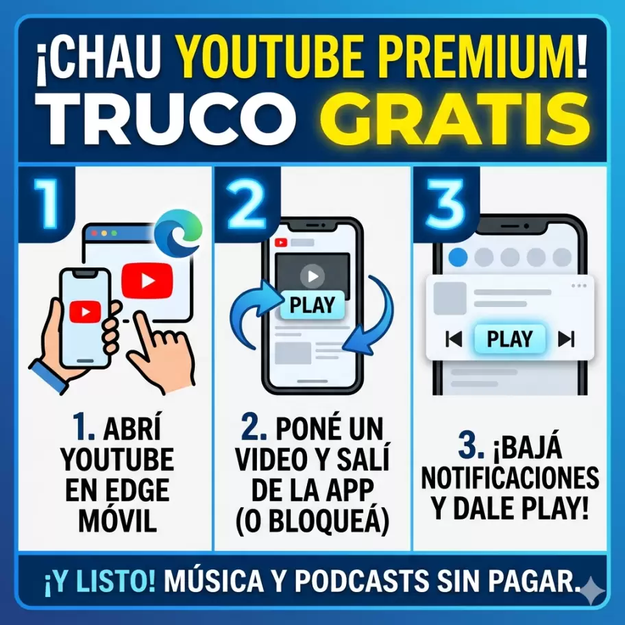 Microsoft Edge permite el uso de Youtube en segundo plano sin ser usuario “Premium”