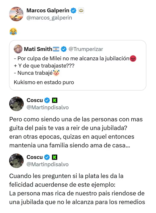 Las respuestas del streamer Coscu a Marcos Galperín