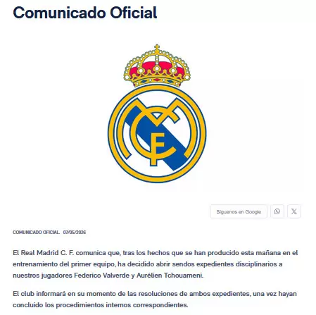 Comunicado del Real Madrid