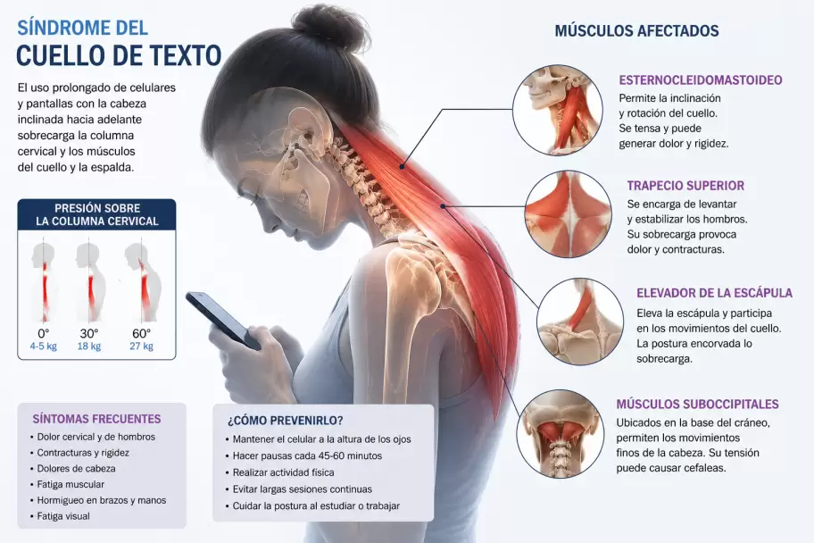 Características del Síndrome de "Cuello de Texto" o "Text Neck"