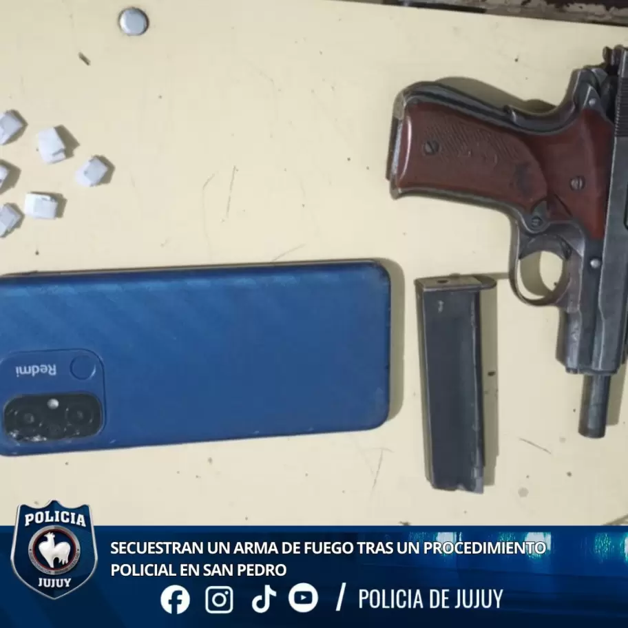 Secuestro de arma de fuego y droga en San Pedro