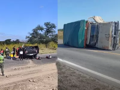 choque cami�n y camioneta en ruta 34