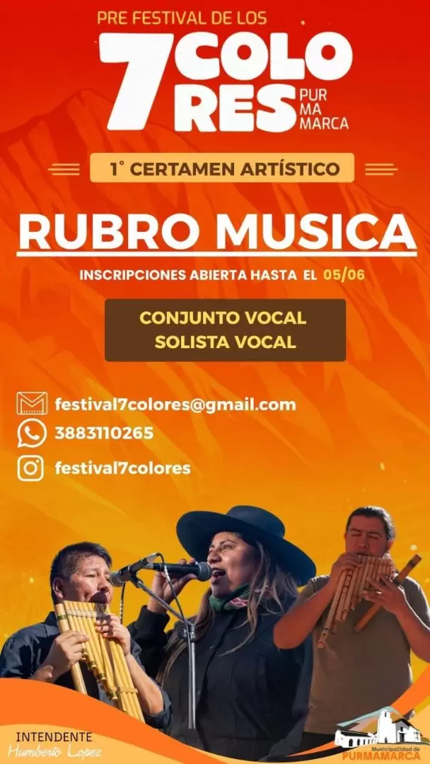 inscripciones certamen artistico prefestival de los siete colores