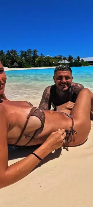 Al borde de la censura: Mauro Icardi subi� fotos de la China Su�rez desnuda en Maldivas y estallaron las redes