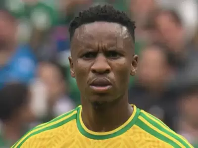 La reacci�n del futbolista sudafricano expulsado durante el debut frente a M�xico