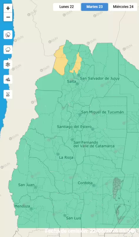 alerta amarilla 23 de junio
