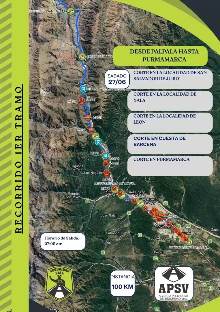 Cortes de ruta el s�bado 27 de junio