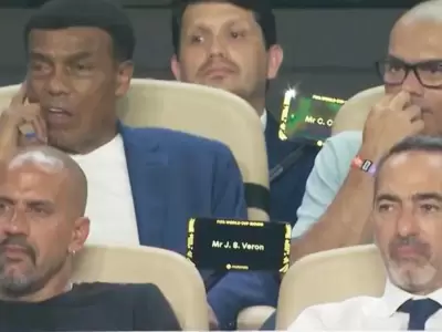 Juan Sebasti�n Ver�n en el palco de Colombia vs Portugal