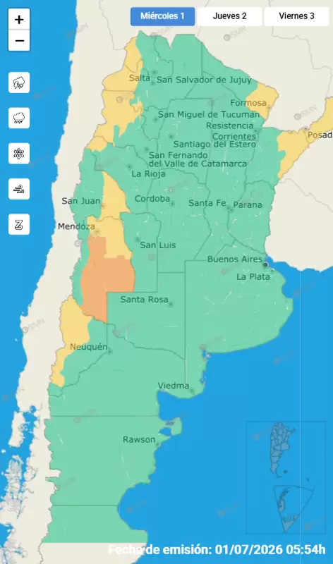 Alerta por vientos mi�rcoles 1 de julio
