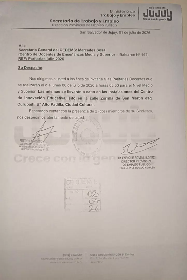 Convocatoria a paritarias